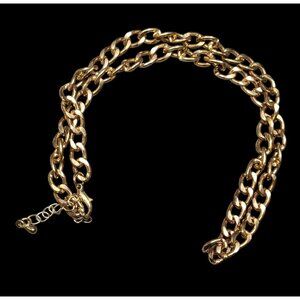Classic Casual Gold Tone Curb Chain Necklace